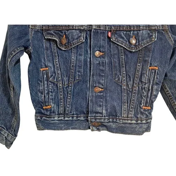 Vintage 1980s Levis Type III Trucker Jacket Kids M USA Womens XS/S Cropped - Picture 7 of 9